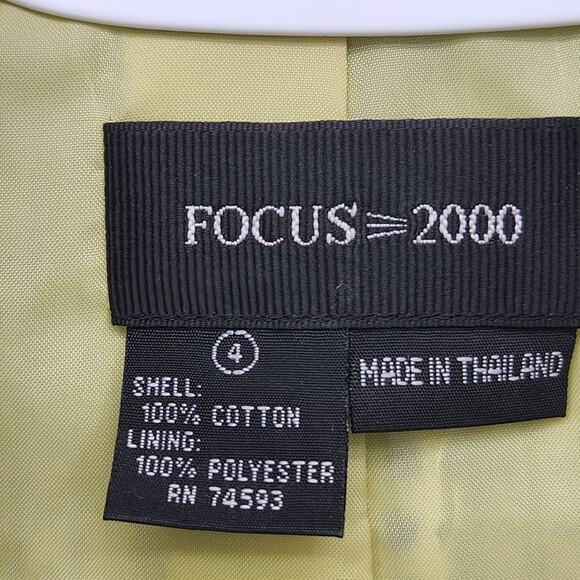 Vtg. Focus 2000 Chartreuse and Black Dotted Y2K Jacket Women's Blazer 4 - Picture 2 of 9